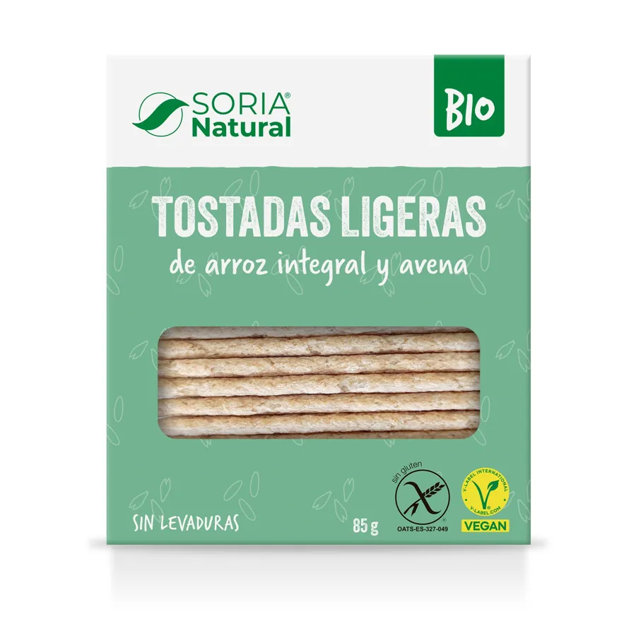 Tostadas de arroz integral y avena sin gluten BIO 85 g, Soria Natural