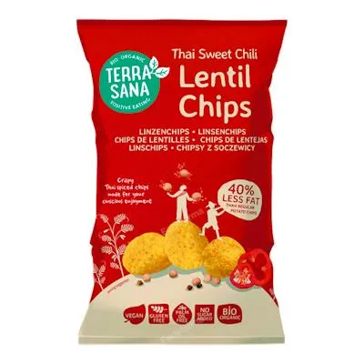 Biologische chips van Thaise linzen met zoete chili 75 g, Terrasana