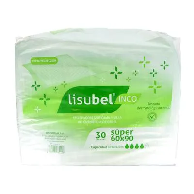 Empapador desech s/alas super 60X90 cm 30 un, Lisubel
