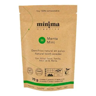 Dentífrico en polvo menta 70 g, Minima Organics