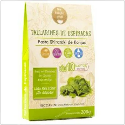 Tallarines de espinacas de konjac sin gluten 200 g, The Konjac Shop