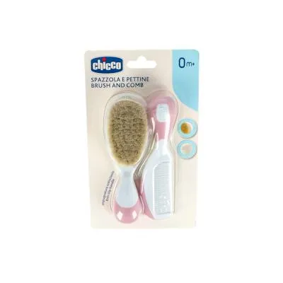 Cepillo y peine pelo natural rosa, Chicco