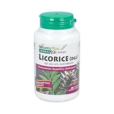 Licorice (dgl) regaliz500mg. herbal actives 60 cápsulas, Natures Plus