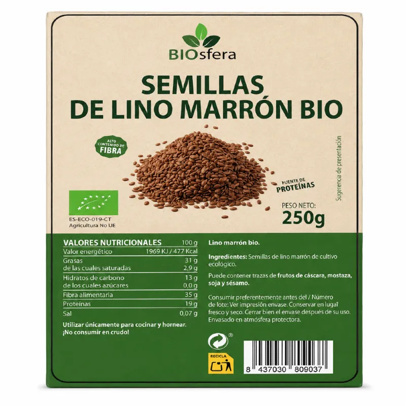 Graines de lin brun s/g BIO 250 g, Biosfera