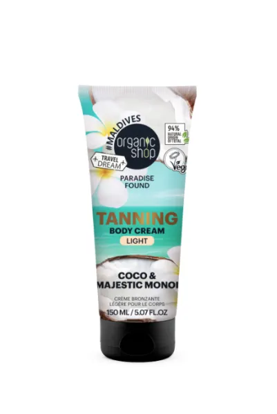 Crema corporal autobronceadora coco & majestic monoi  tono claro 150 ml, Organic Shop