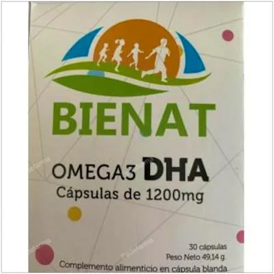 DHA omega 3 1200 mg 30 cápsulas, Bienat