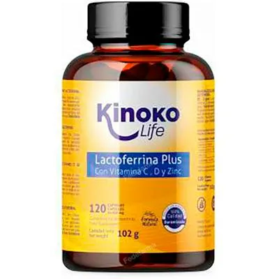 Lactoferrine plus (500 mg vitamine C, zink en vitamine D3 2000 IE) 120 capsules, Kinoko Life