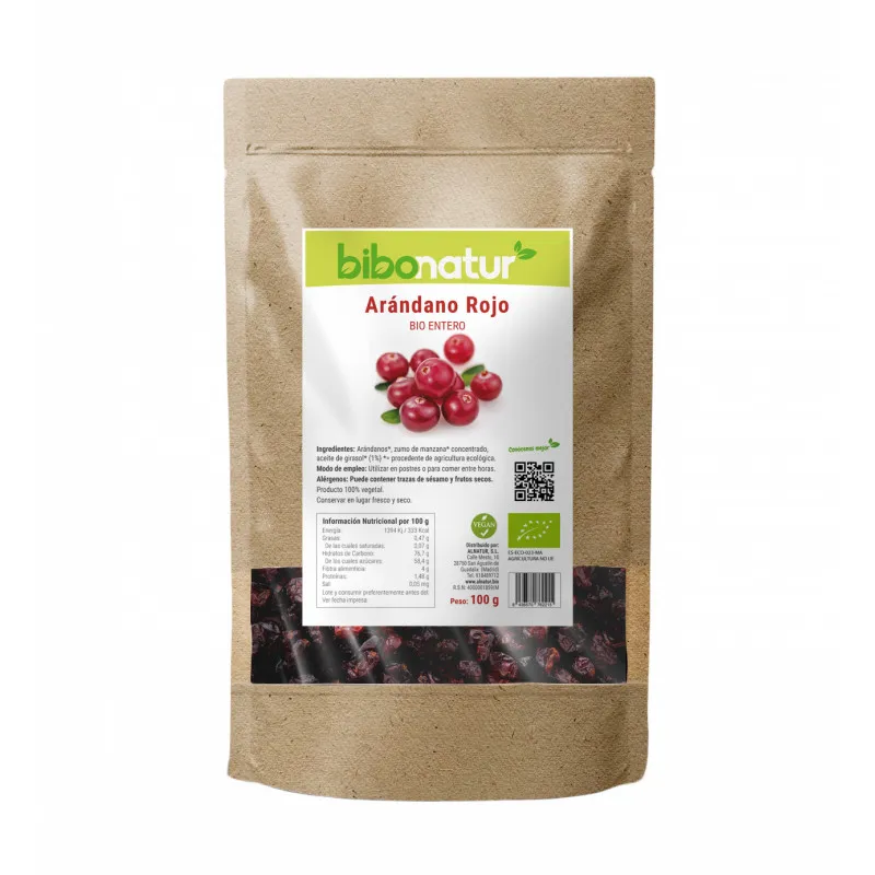 Arándanos rojos enteros 100 g, Bibonatur
