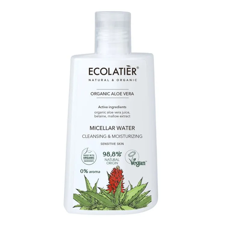 Reinigendes und feuchtigkeitsspendendes Mizellenwasser mit Aloe Vera BIO, Ecolatier