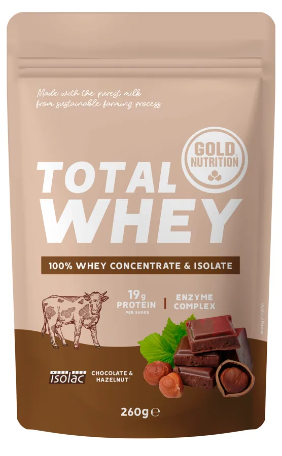 Total whey chocolate-hazelnut 260 g, Gold Nutrition