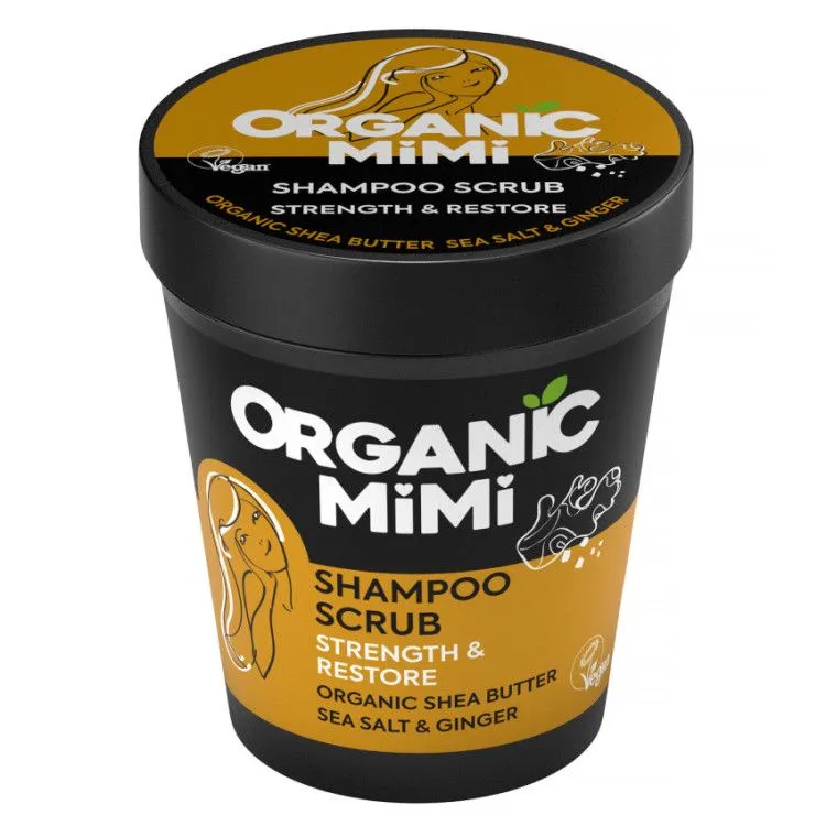 Strength & Restoration Exfoliating Shampoo with Sea Salt and Ginger 280 g, Organic Mimi