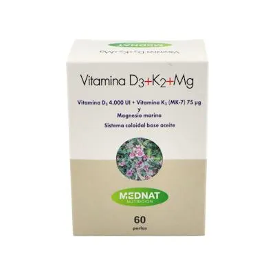 Vitamina D3+K2+MG 60 perlas, Mednat