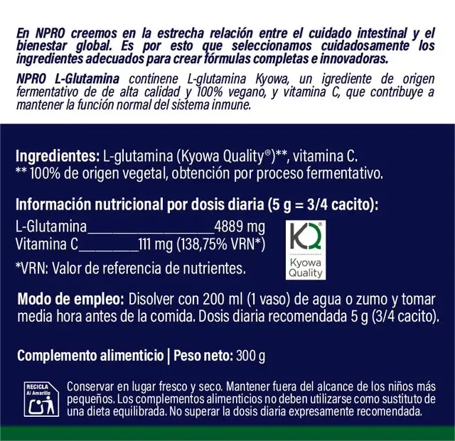 L-Glutamina 300 g, Npro · imagen 4