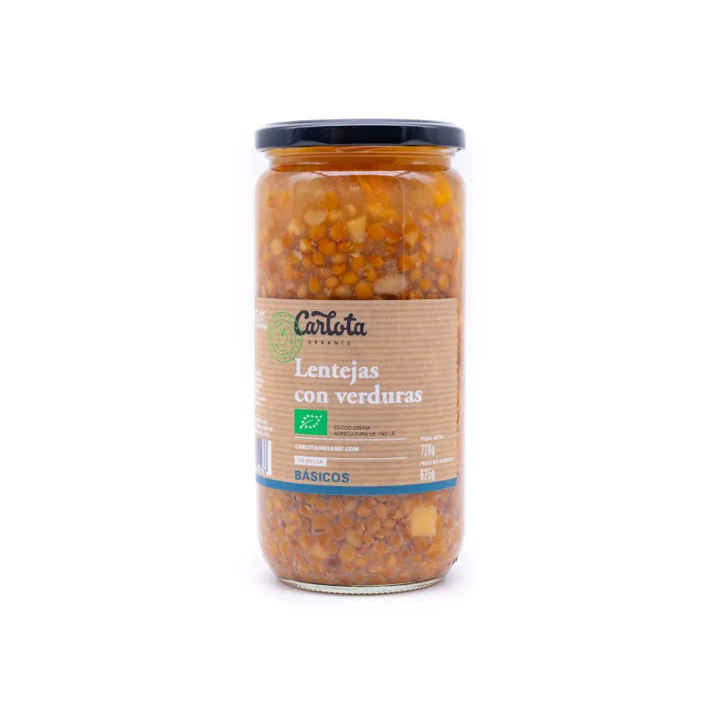Lentejas con verduras sin gluten BIO 720 g, Carlota Organic