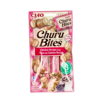 Churu cat bites ricetta al tonno con salmone 1 busta da 3 stick snack vet 10 g, Churu Vet