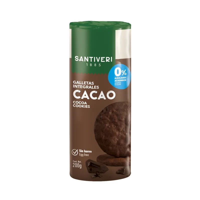 Galletas digestive tubo cacao sin azúcar 190 g, Santiveri