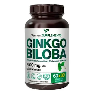 Ginkgo biloba 60+30 cápsulas vegetales, Vermont Supplements