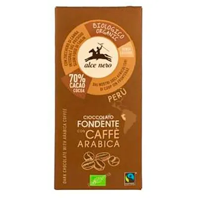 Chocolate negro con Café Arabica tableta BIO 50 g, Alce Nero