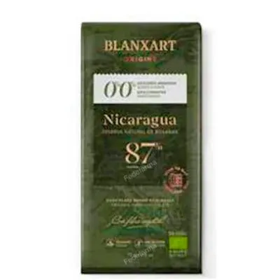 Chocolat du Nicaragua 87 % sans sucre ajouté sans édulcorant BIO 75 g, Blanxart