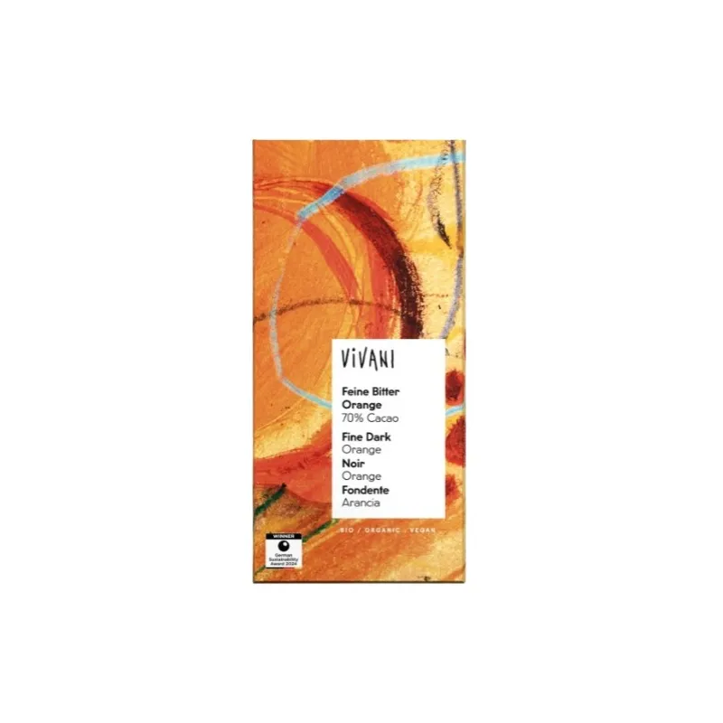 Chocolate negro 70% naranja BIO 80 g, Vivani