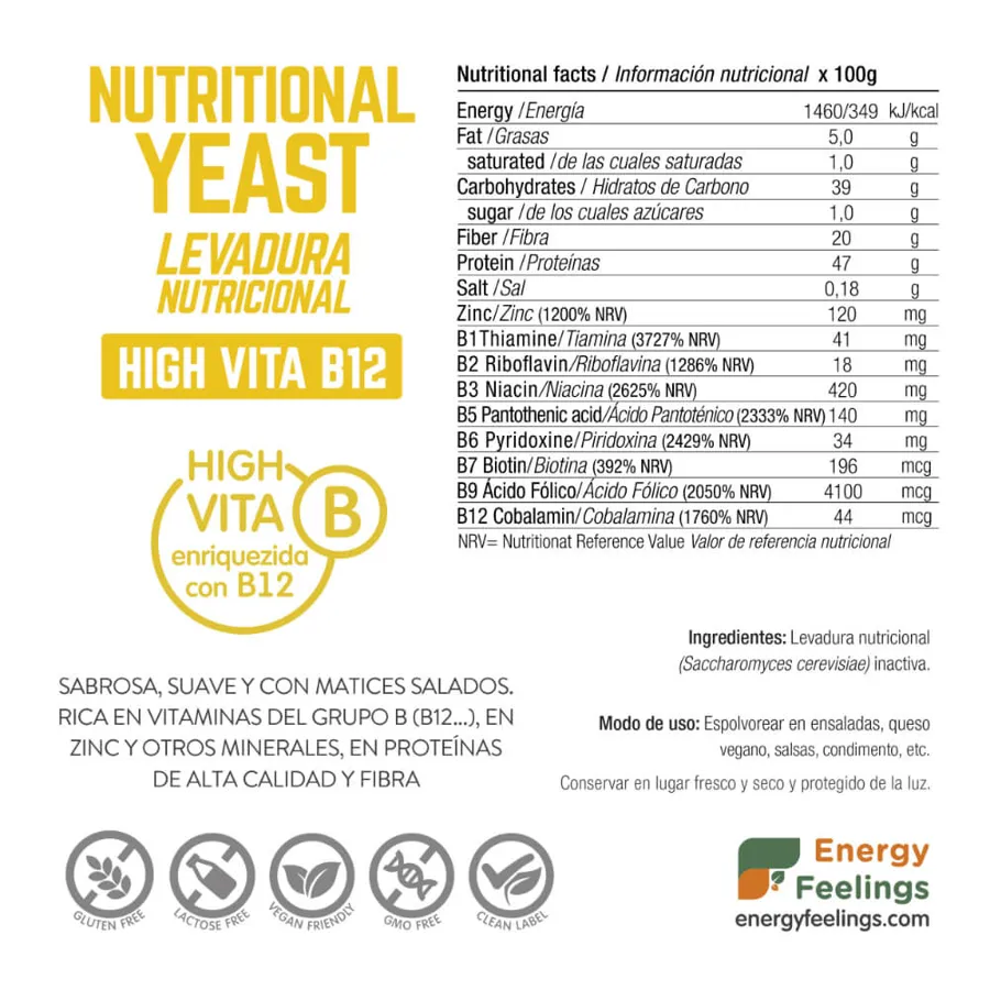 Levadura Nutricional High Vita B Copos 1 kg, Energy Feelings · imagen 2