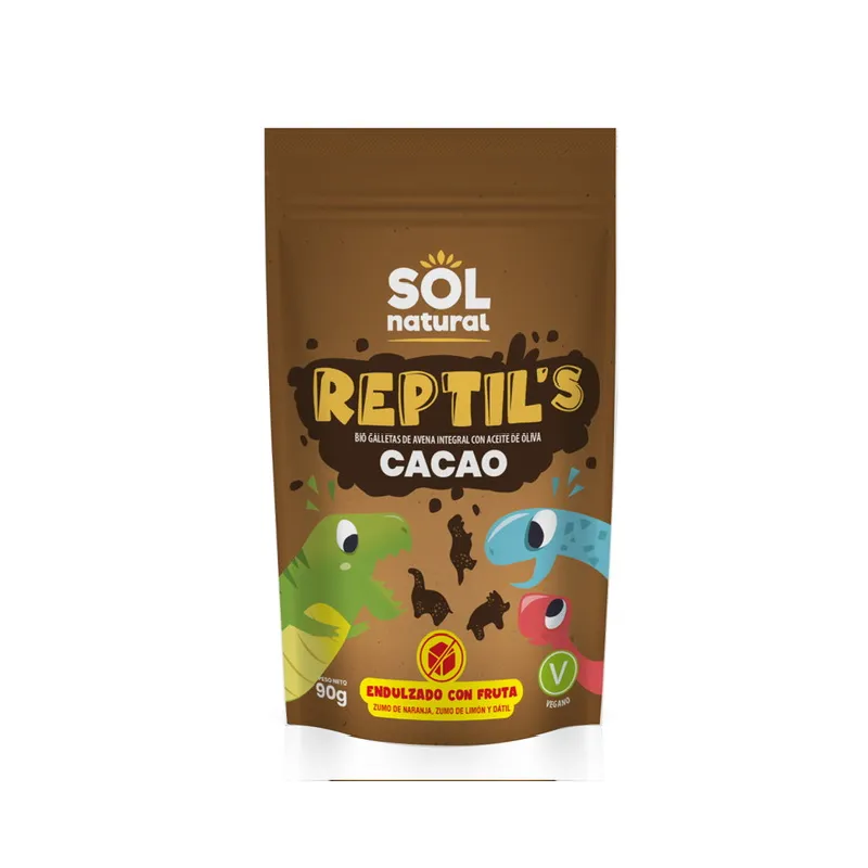 Galletas reptil´s cacao 90 g, Sol Natural