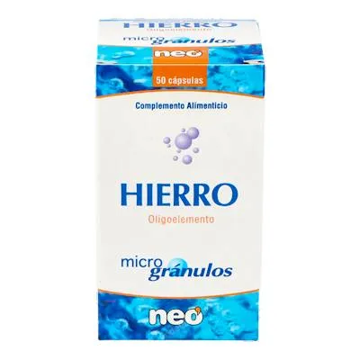 Hierro microgranulos 50 cápsulas, Neo