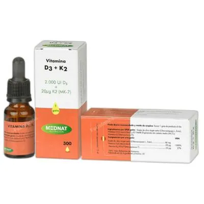 Vitamina D3+K2 gotas 15 ml, Mednat