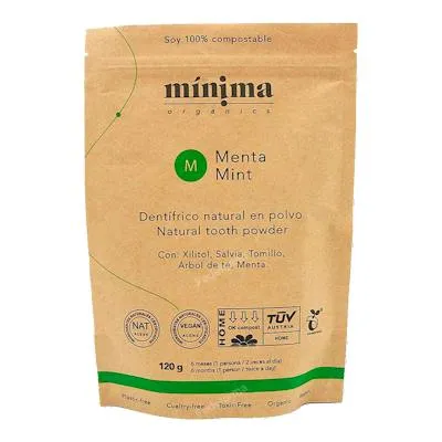 Dentífrico en polvo menta 120 g, Minima Organics