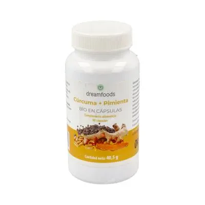 Cúrcuma+pimienta BIO 90 cápsulas, Dream Foods