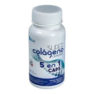 Super colágeno 5 en 1 90 cápsulas, Genomix Pharma