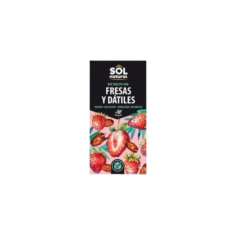 Tableta chocolate con fresas y dátiles s/n BIO 70 g, Sol Natural