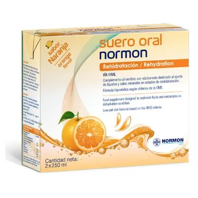 Suero oral naranja pack 2 bricks x 250 ml, Normon