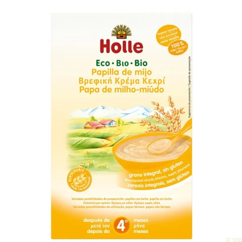 Papilla de mijo + 4 meses sin gluten BIO 250 g, Holle