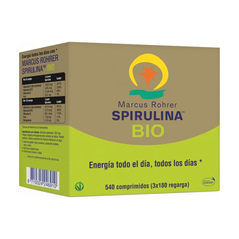 Spirulina recarga BIO 3 x 180 comprimidos, Marcus Rohrer