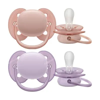 Chupete ultra soft 0-6 M rosa/lila niña SCF091/31 2 uds., Avent