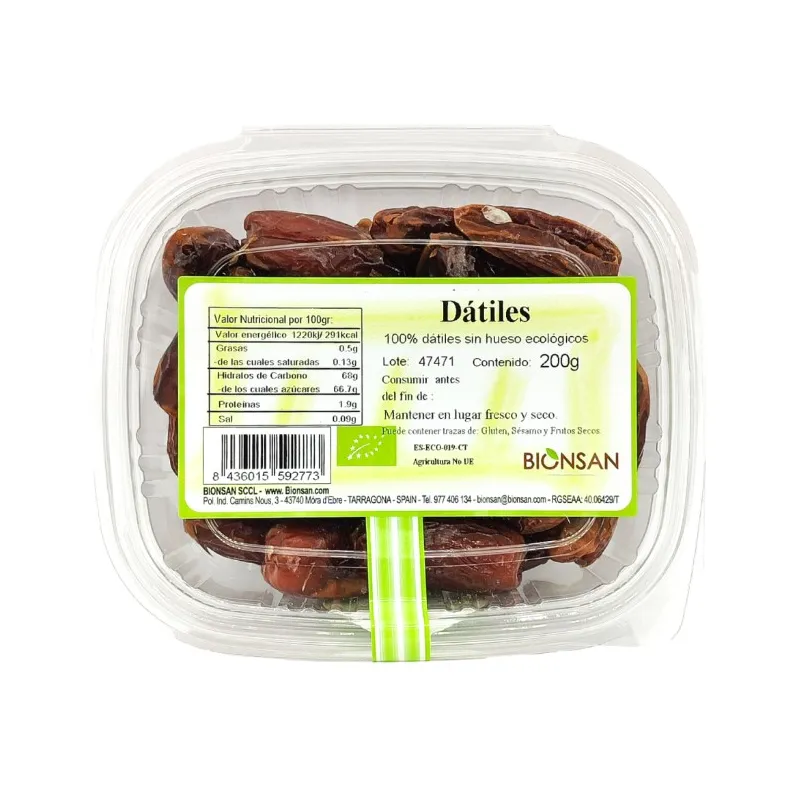 Datiles sin hueso ecologicos 200 g, Bionsan