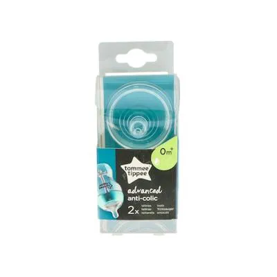 Tetina a-c b/ancha sili redon flu lent +0 M 2 un, Tommee Tippee