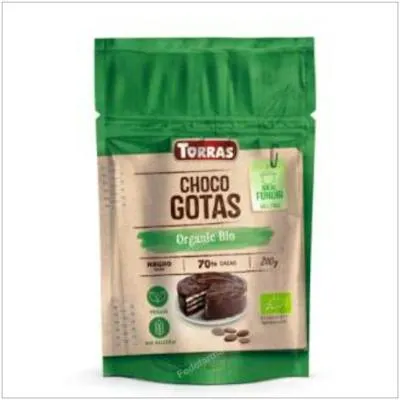 Gotas de chocolate 70% sin gluten BIO 200 g, Torras