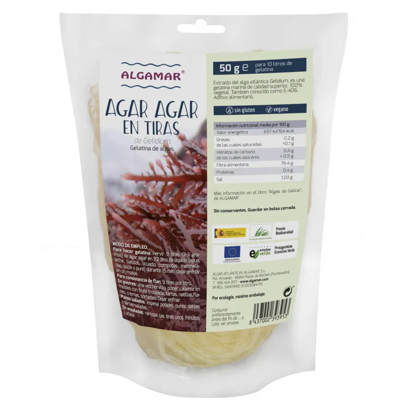 Agar agar tiras 50 g, Algamar