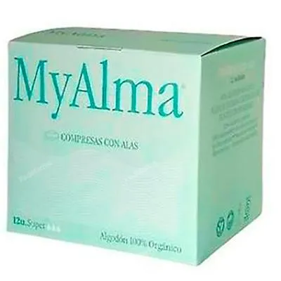 Compresas super con alas 100% algodón 12 uds., Myalma