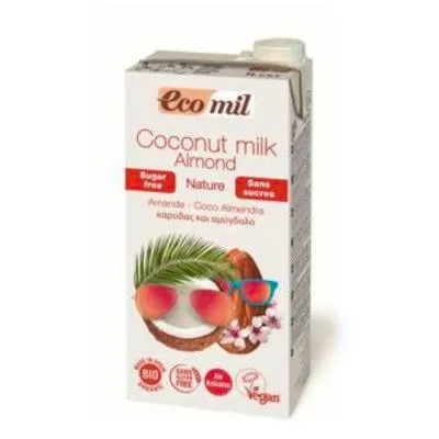 Bebida de coco y almendra sin azúcar lt BIO 6 uds., Ecomil