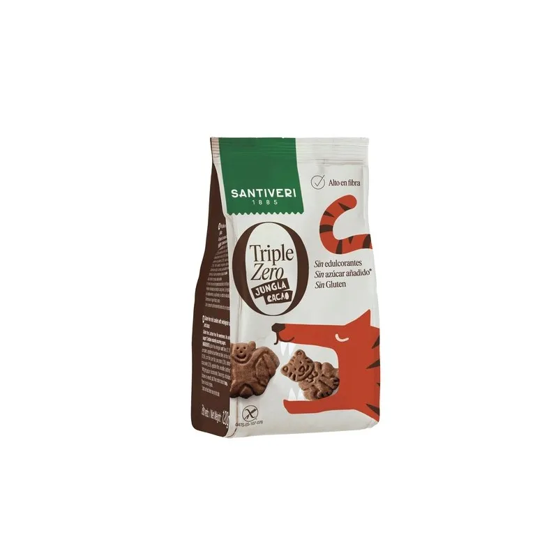 Galletas triple zero jungla cacao 120 g, Santiveri