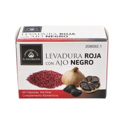 Levedura vermelha com alho negro 60 cápsulas, El Naturalista