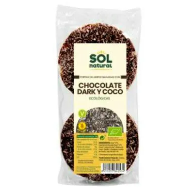 Tortas de arroz con chocolate negro coco BIO 100 g, Solnatural