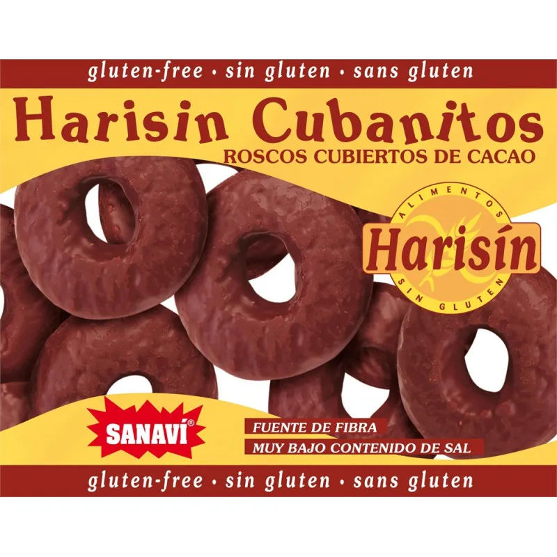 Roscos cubanitos cubiertos de cacao s/g 150 g, Harisin