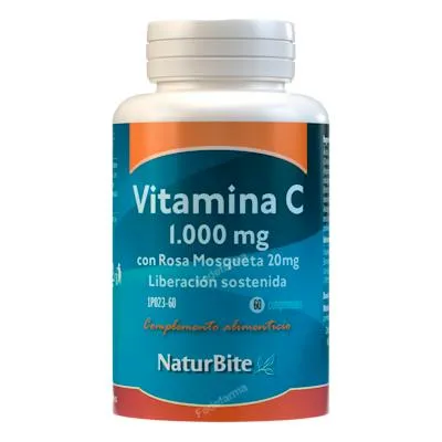 Vitamina C 1000 mg con rosa mosqueta 20 mg 60 comprimidos, Naturbite
