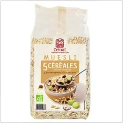 Muesli 5 cereales BIO 500 g, Celnat