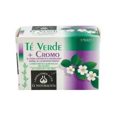 Té verde + cromo 60 cápsulas, El Naturalista