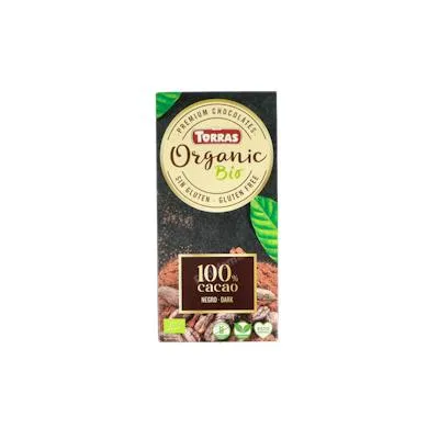 Chocolate negro 100% criollo forastero sin gluten sin azúcar BIO, Torras